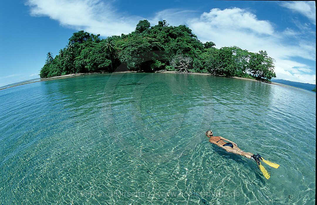 Snorkeling near an island, Scin diver