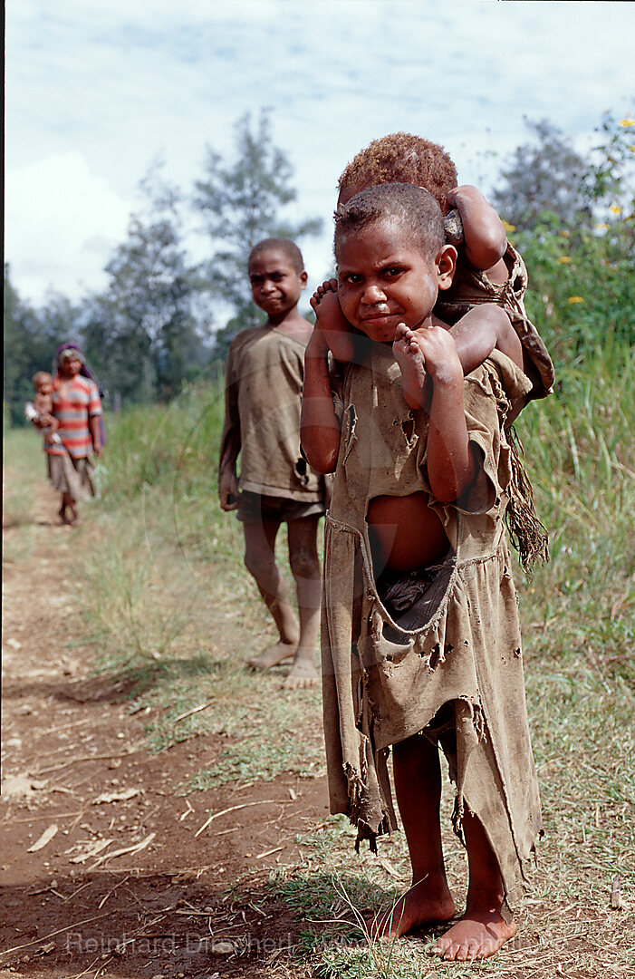 Huli Kinder, Tari, Huli, Highlands, Papua Neu Guinea