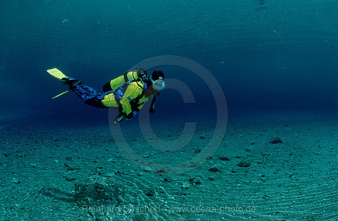 Scuba Diver in a mountain lake