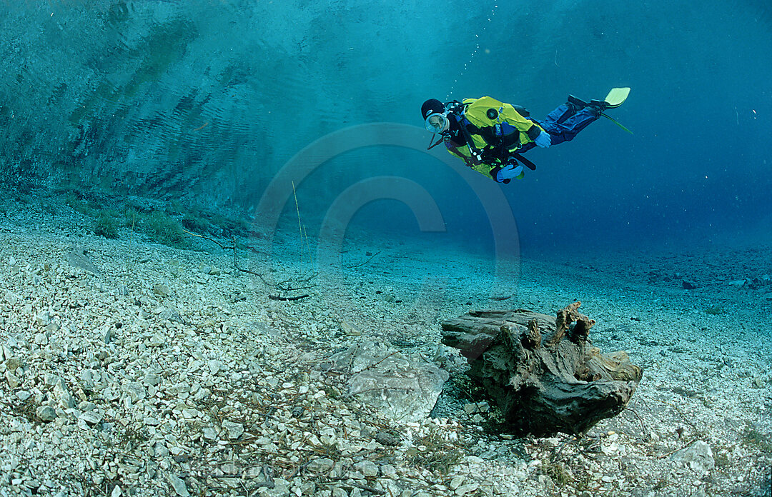 Scuba Diver in a mountain lake