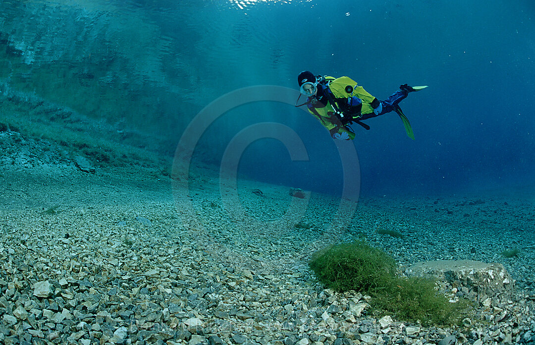 Scuba Diver in a mountain lake