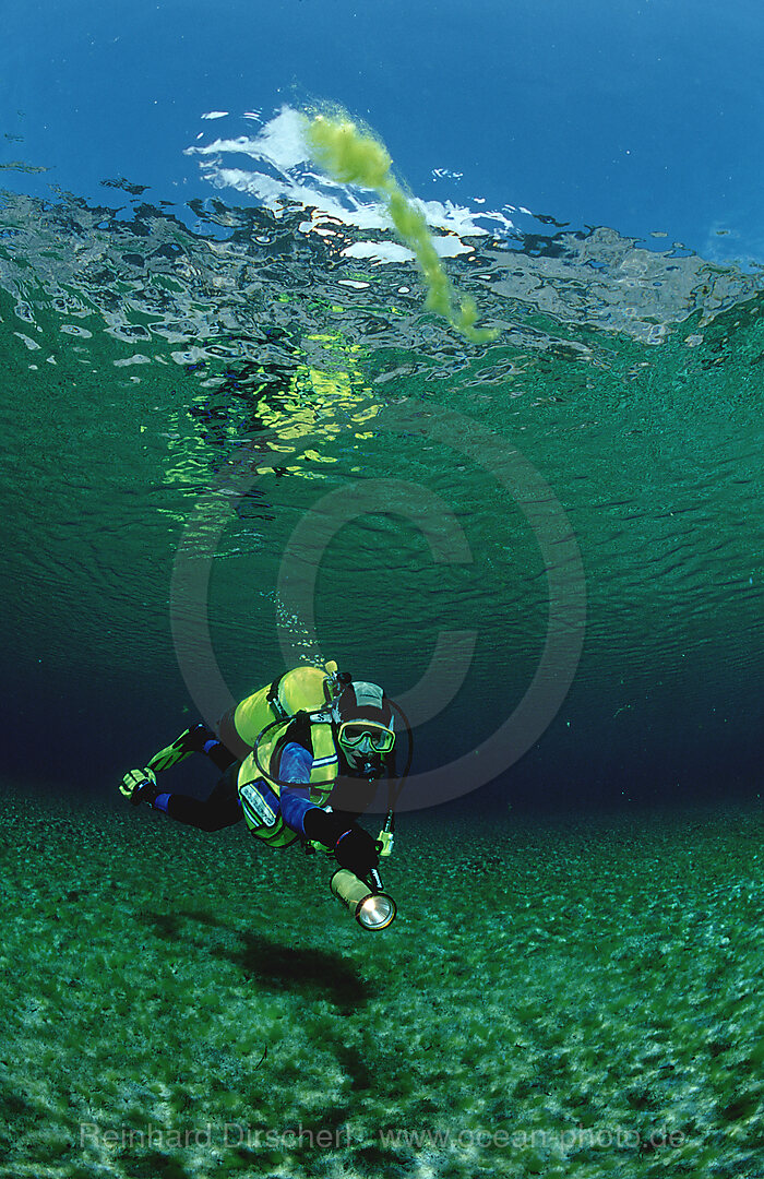 Scuba Diver in a mountain lake