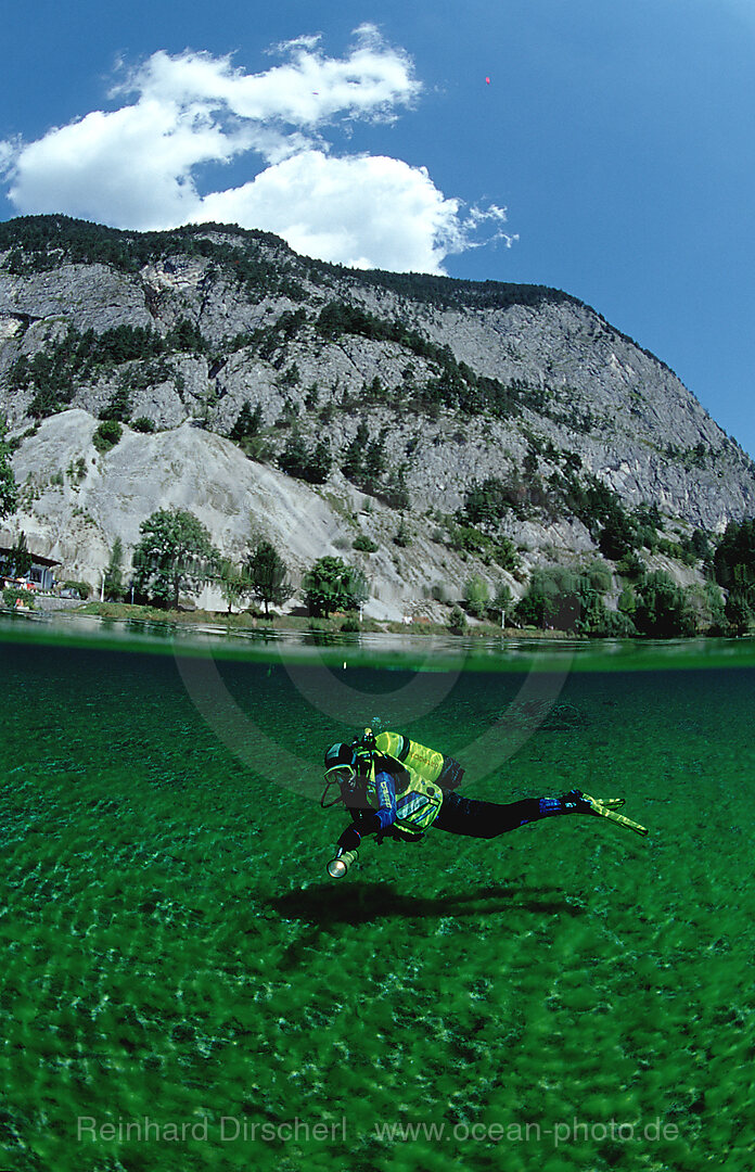Scuba Diver in a mountain lake