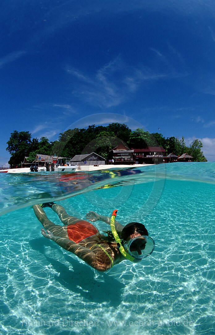 Schnorcheln vor tropischer Insel, Pazifik, Pacific ocean, Borneo, Sipadan, Malaysia