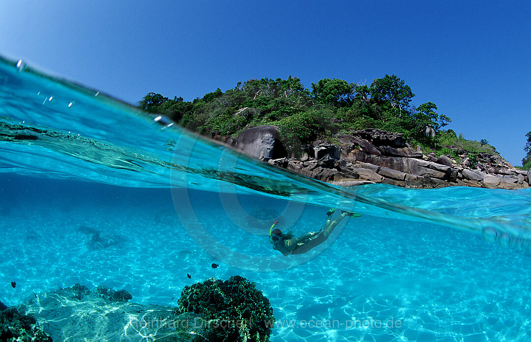 Snorkeling near a tropical island