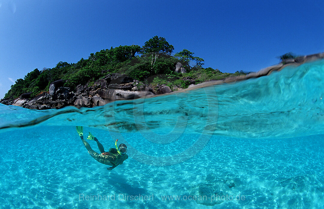 Snorkeling near a tropical island