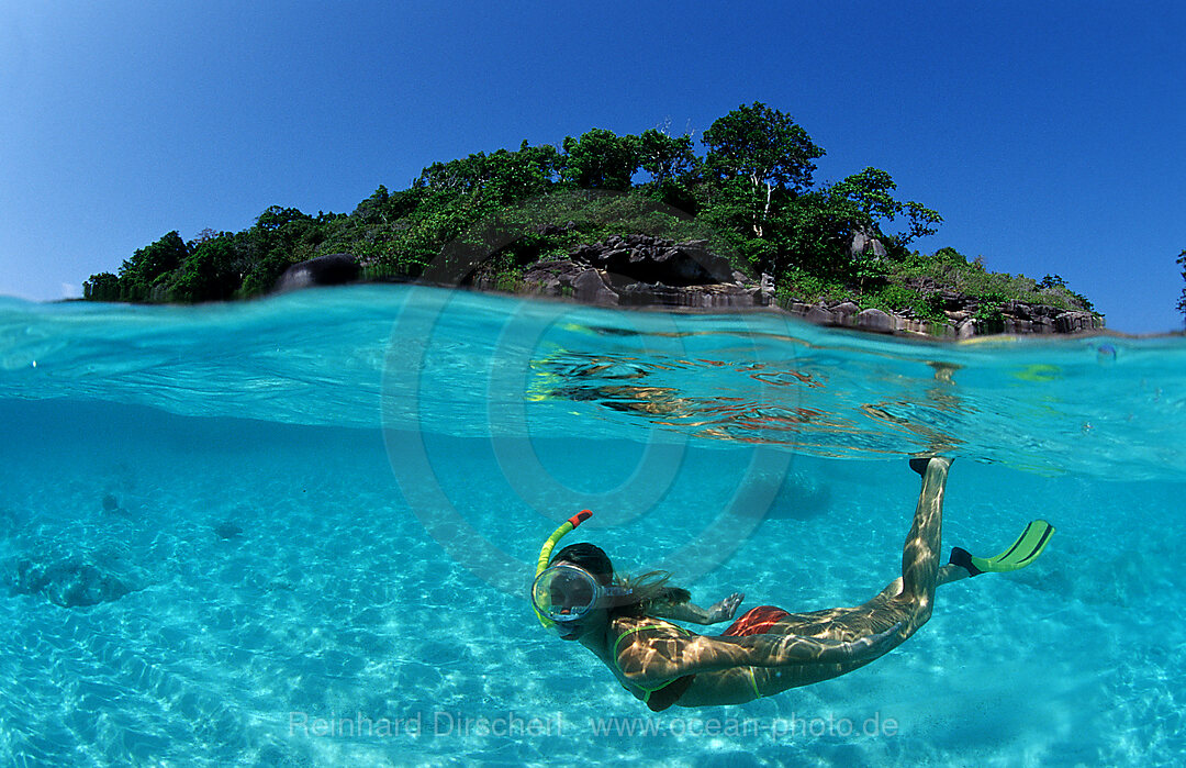 Snorkeling near a tropical island, Indian Ocean, Phuket, Similan Islands, Andaman Sea, Thailand