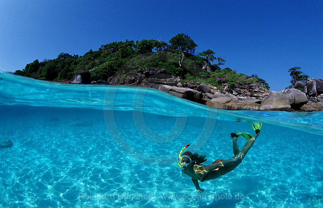 Snorkeling near a tropical island