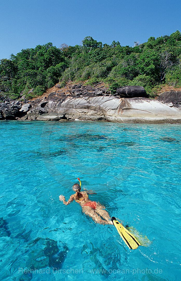 Schnorcheln vor tropischer Insel, Indischer Ozean, Phuket, Similan Inseln, Andamanensee, Thailand