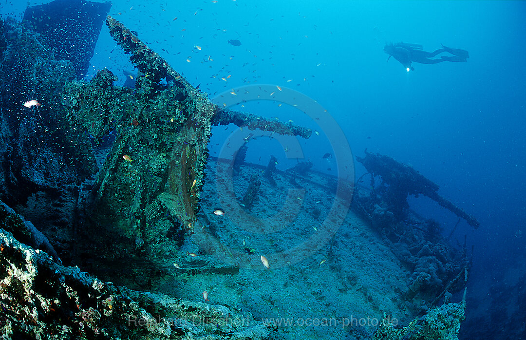 Taucher am Schiffswrack Thistlegorm