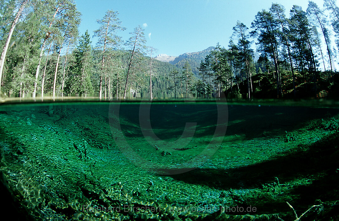 mountain lake, split image