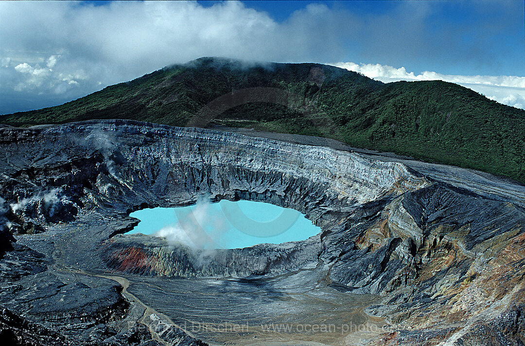 Crater of the Poas Volcano, Cocos Island, South america, Latin america, Costa Rica, South america