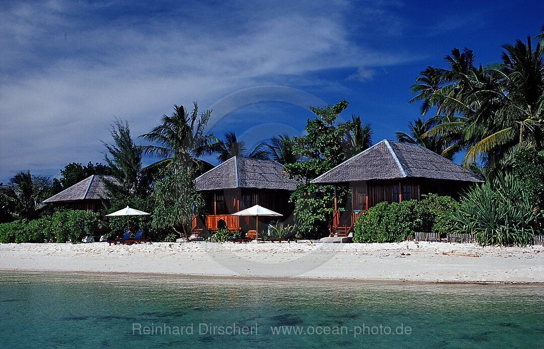 Wakatobi Strandbungalows, Wakatobi Dive Resort, Sulawesi, Indischer Ozean, Bandasee, Indonesien