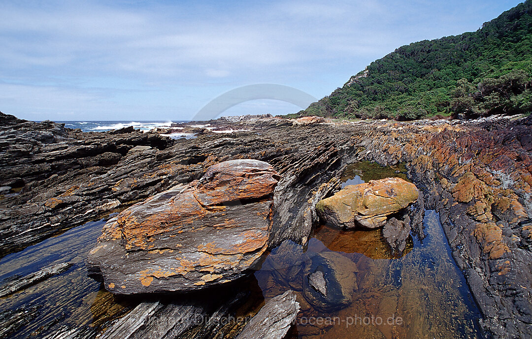 Schroffe Felskueste, Tsitsikamma Nationalpark, Otter trail, Sdafrika, Suedafrika