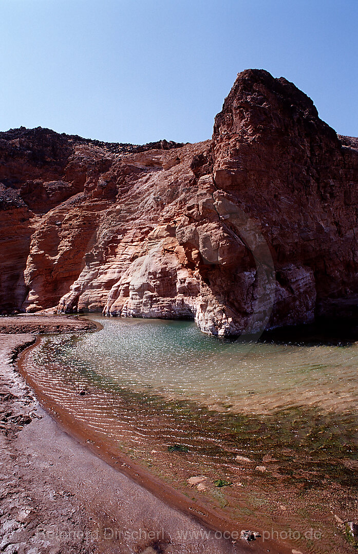 Vulkanische Quelle neben Lac Assal, Assalsee, Afar Triangle, Djibouti, Dschibuti, Afrika