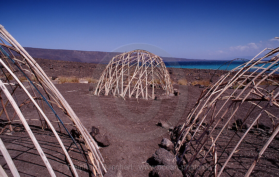 Wuestencamp von Afar Nomaden, Afar Triangle, Djibouti, Dschibuti, Afrika