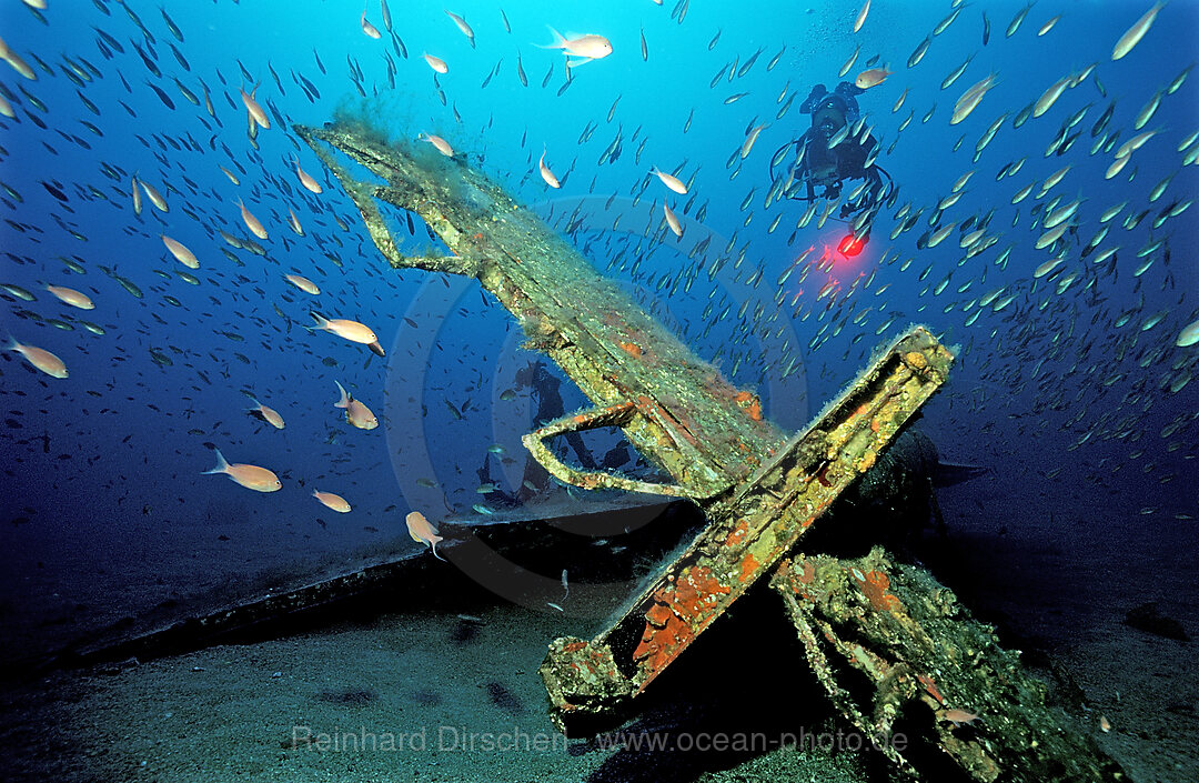 Messerschmidt 109 und Taucher, Mittelmeer, Ile de Planier, Marseille, Frankreich