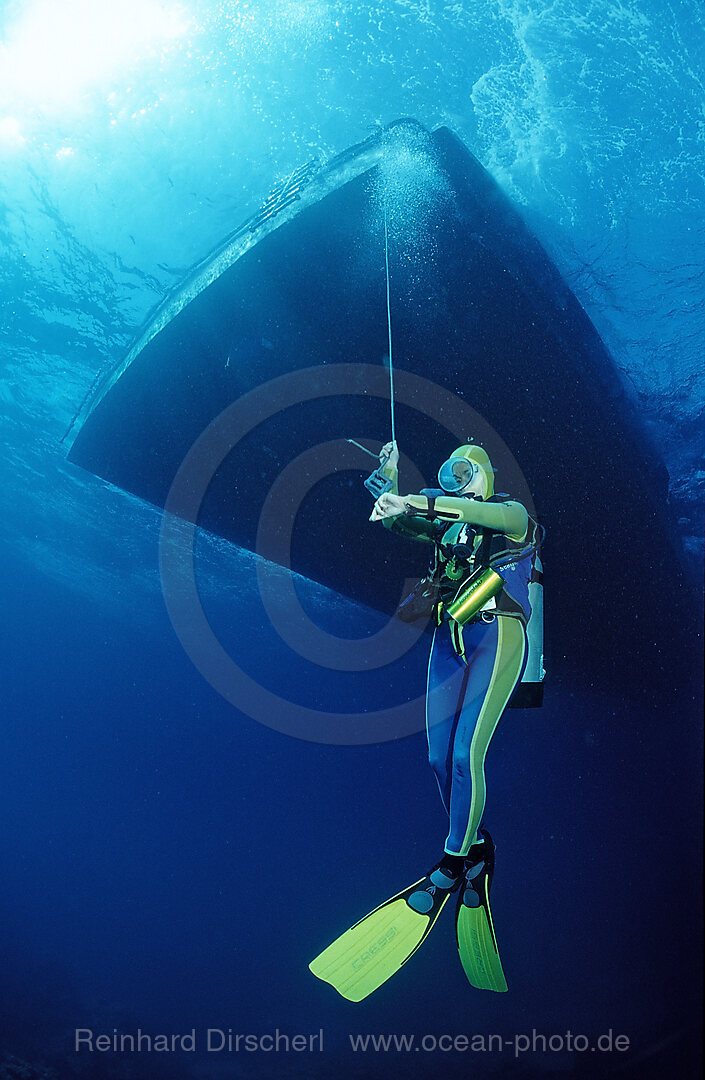 Scuba diver at safety stop