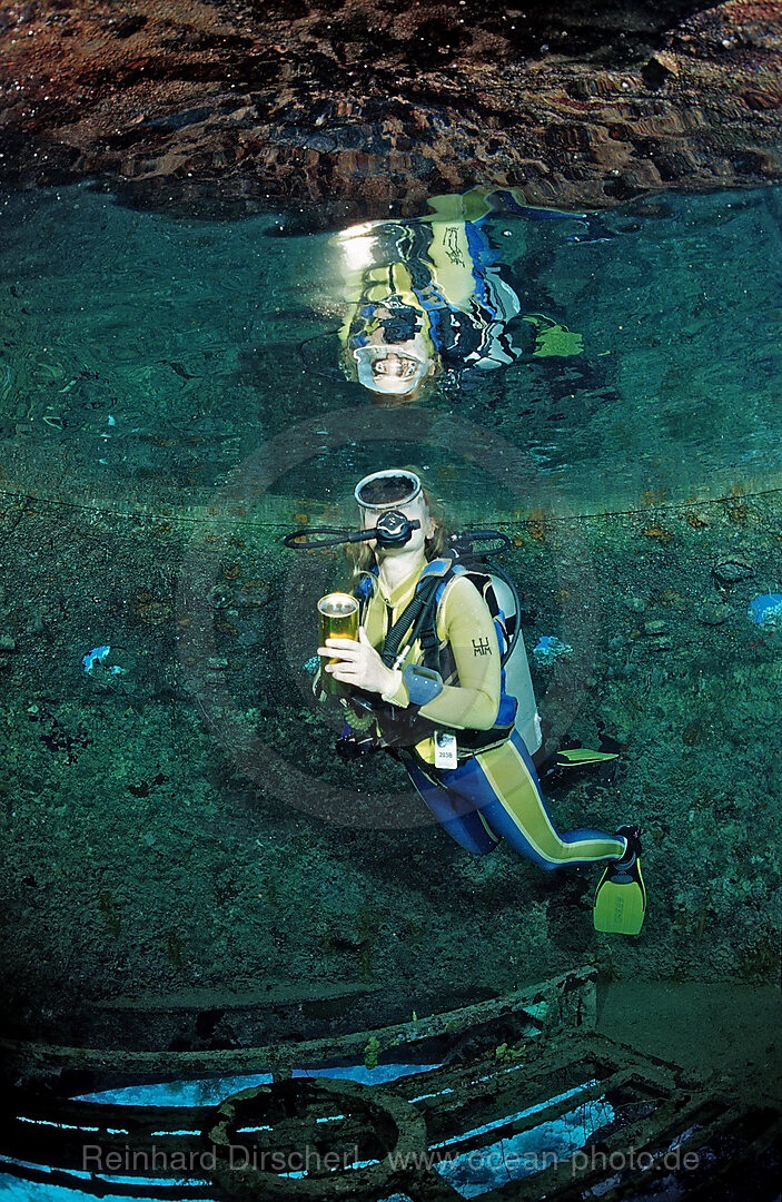 Scuba diver and Jacque Cousteaus Precontinent 8