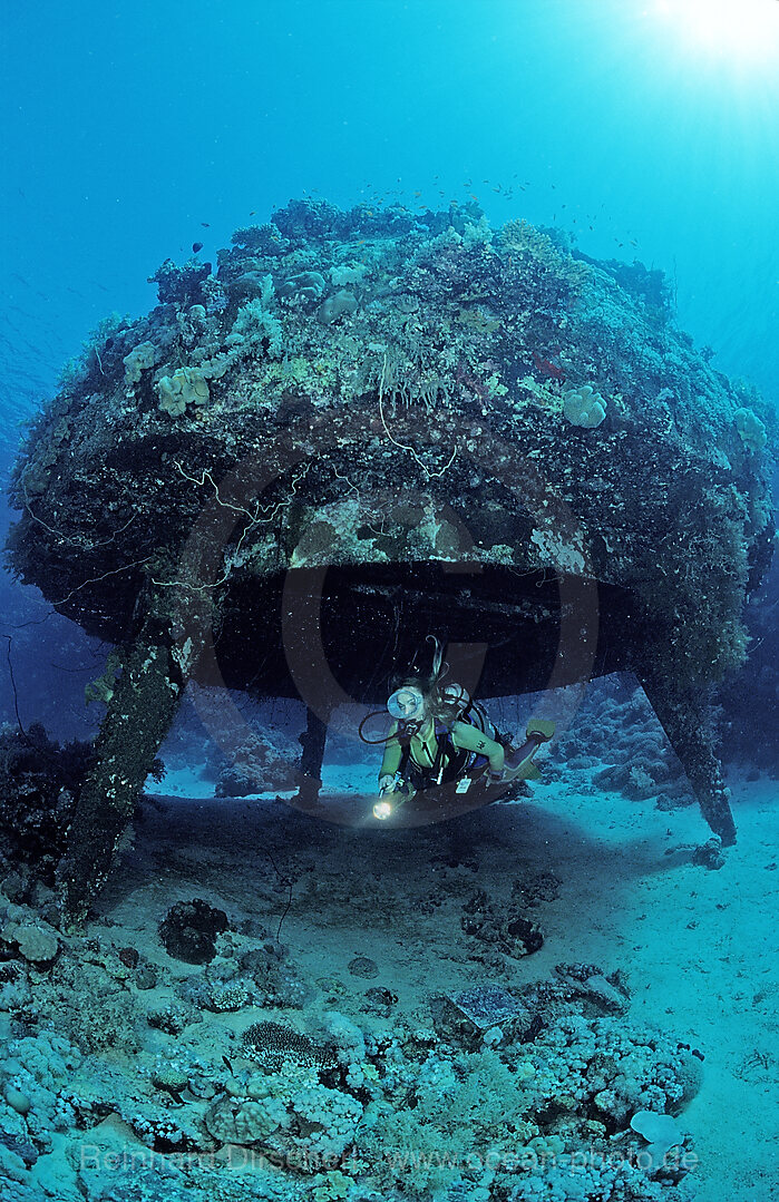 Scuba diver and Jacque Cousteaus Precontinent 8
