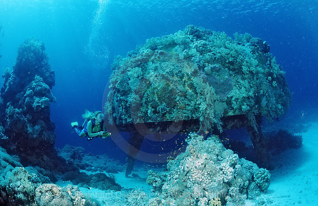 Scuba diver and Jacque Cousteaus Precontinent 8