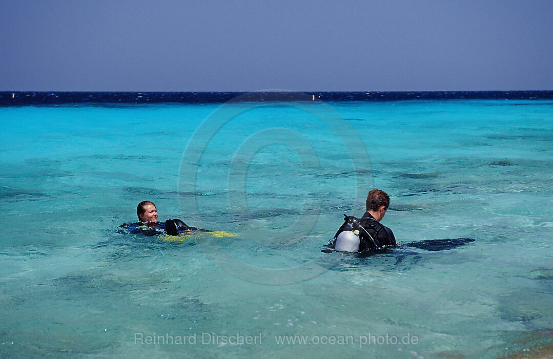 People preparing to dive