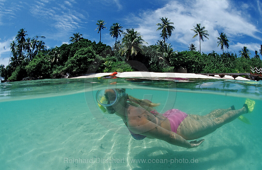 Skin Diving at Maldives, Indian Ocean, Medhufushi, Meemu Atoll, Maldives