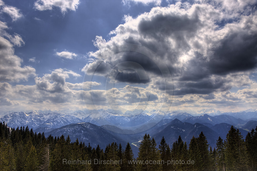 View from the Seekarkreuz to Karwendel Mountains