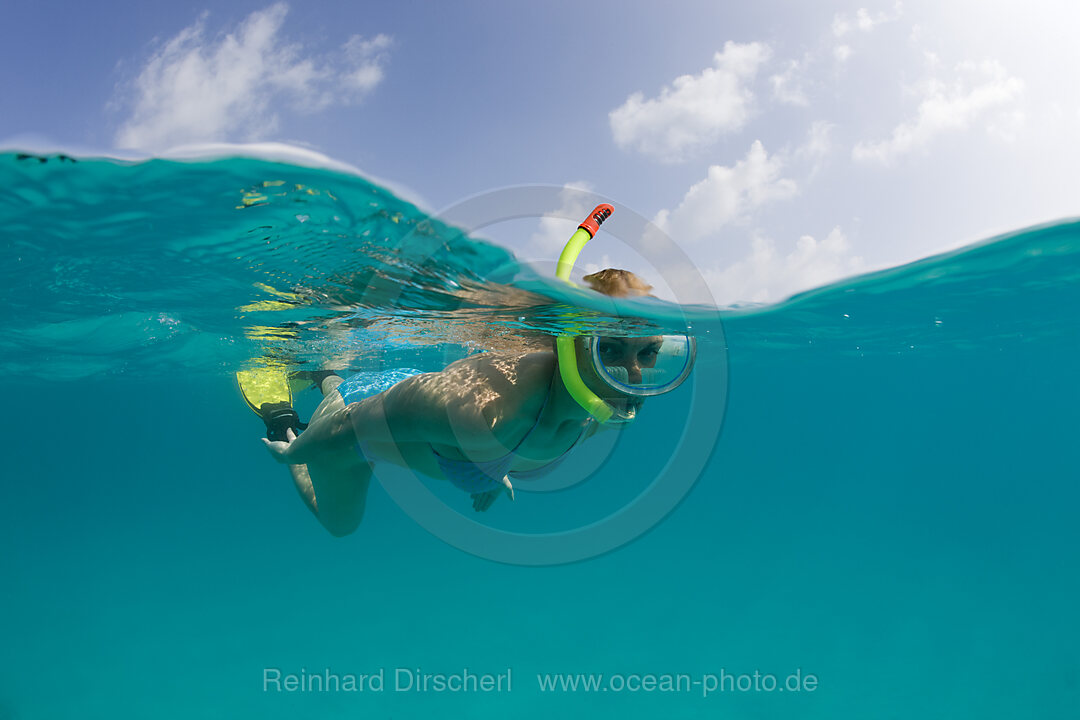 Snorkeling in turquoise Lagoon, Bikini Atoll, Micronesia, Pacific Ocean, Marshall Islands