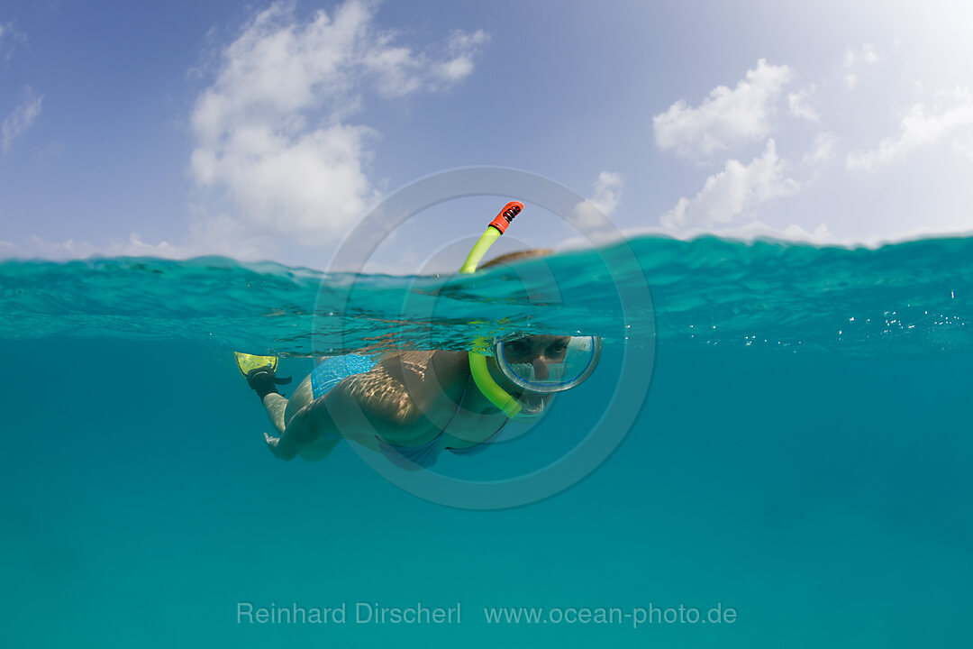 Snorkeling in turquoise Lagoon, Bikini Atoll, Micronesia, Pacific Ocean, Marshall Islands