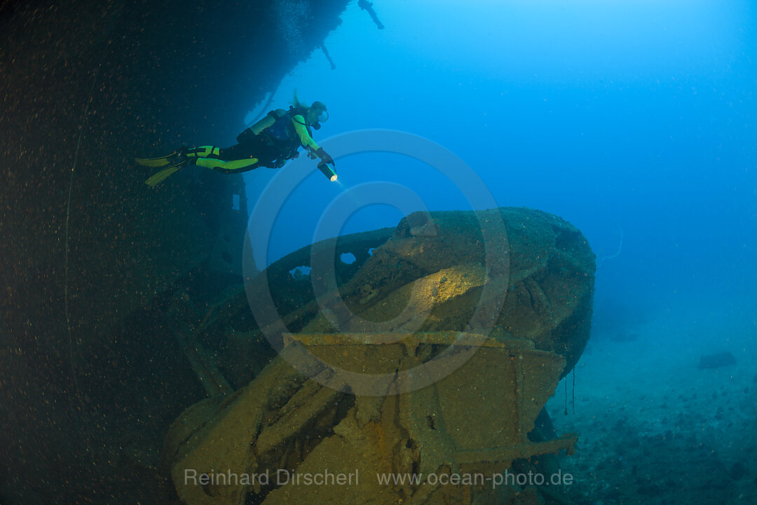 Diver and Wreckage of HIJMS Nagato Battleship