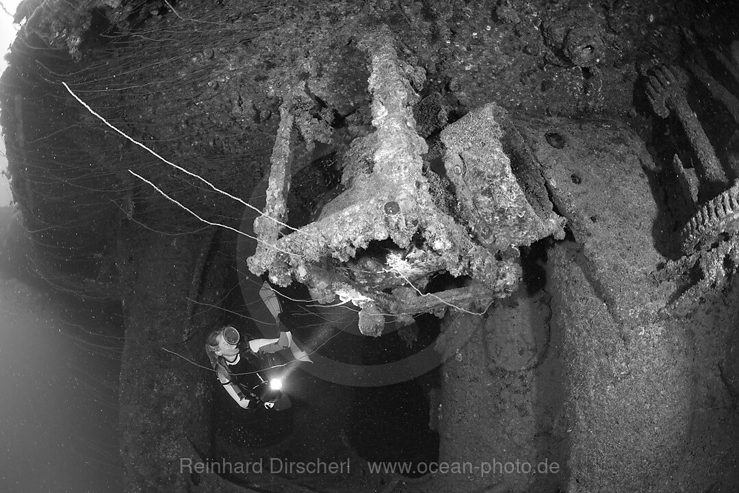 Diving at japanese HIJMS Nagato Battleship, Bikini Atoll, Micronesia, Pacific Ocean, Marshall Islands