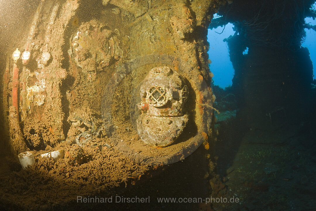 Diving Helmet on Brigde of USS Saratoga