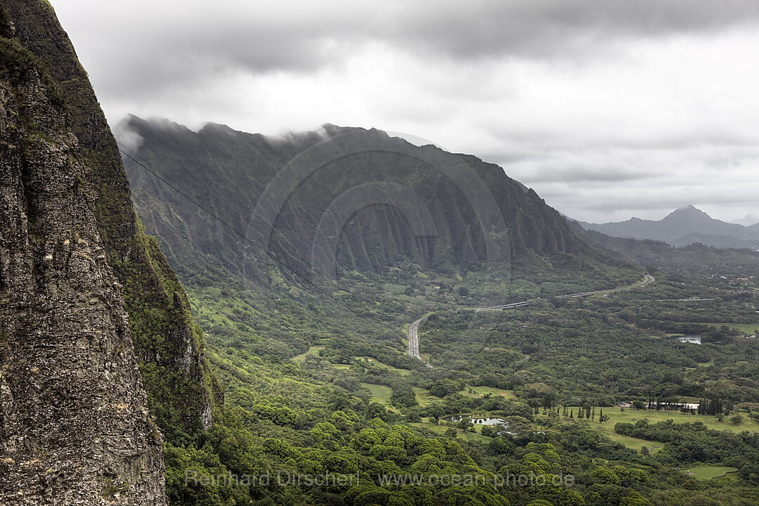 Blick vom Nuuanu Pali Lookout, Oahu, Pazifik, Hawaii, USA