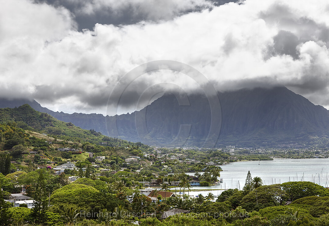 Blick auf Kaneohe, Oahu, Pazifik, Hawaii, USA