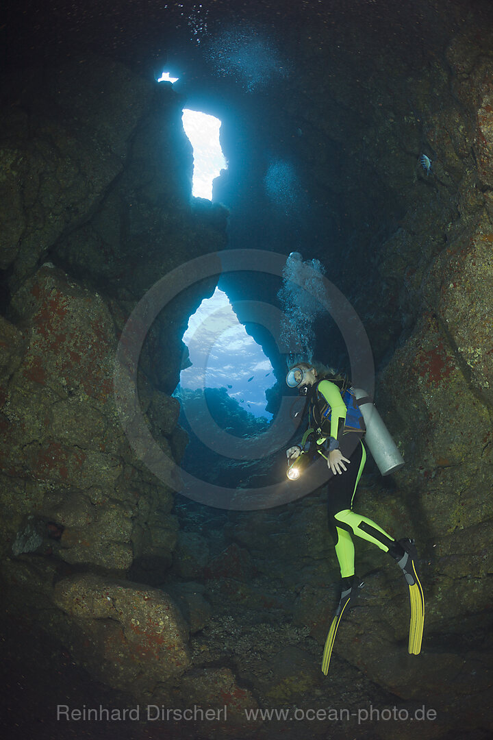 Diver at Caves of Lava Tubes