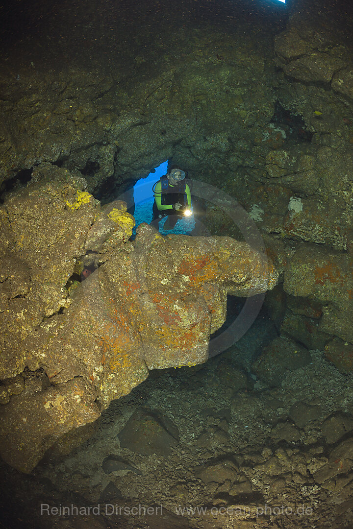 Diver at Caves of Lava Tubes