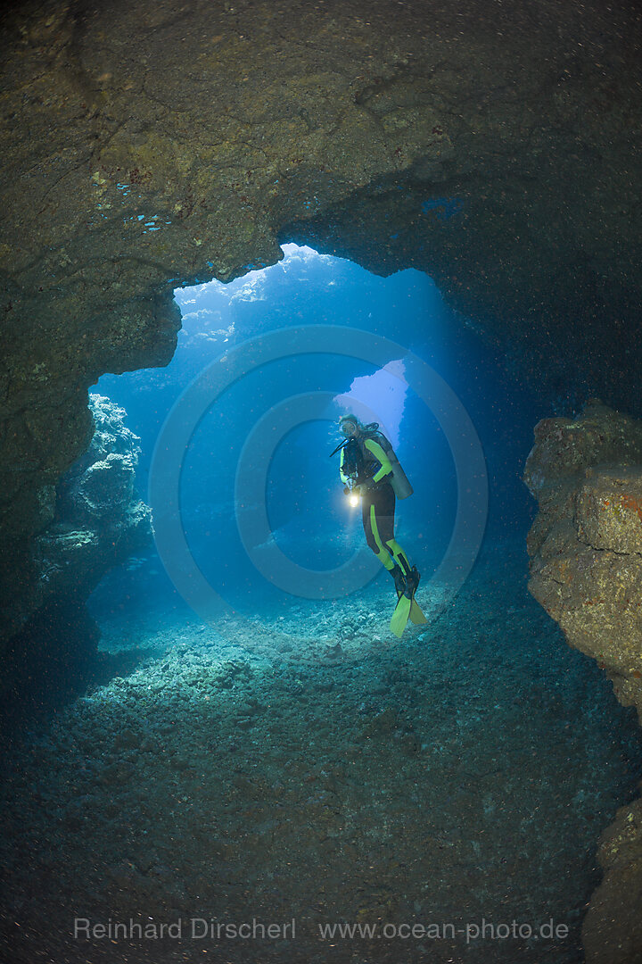Diver at Caves of Lava Tubes