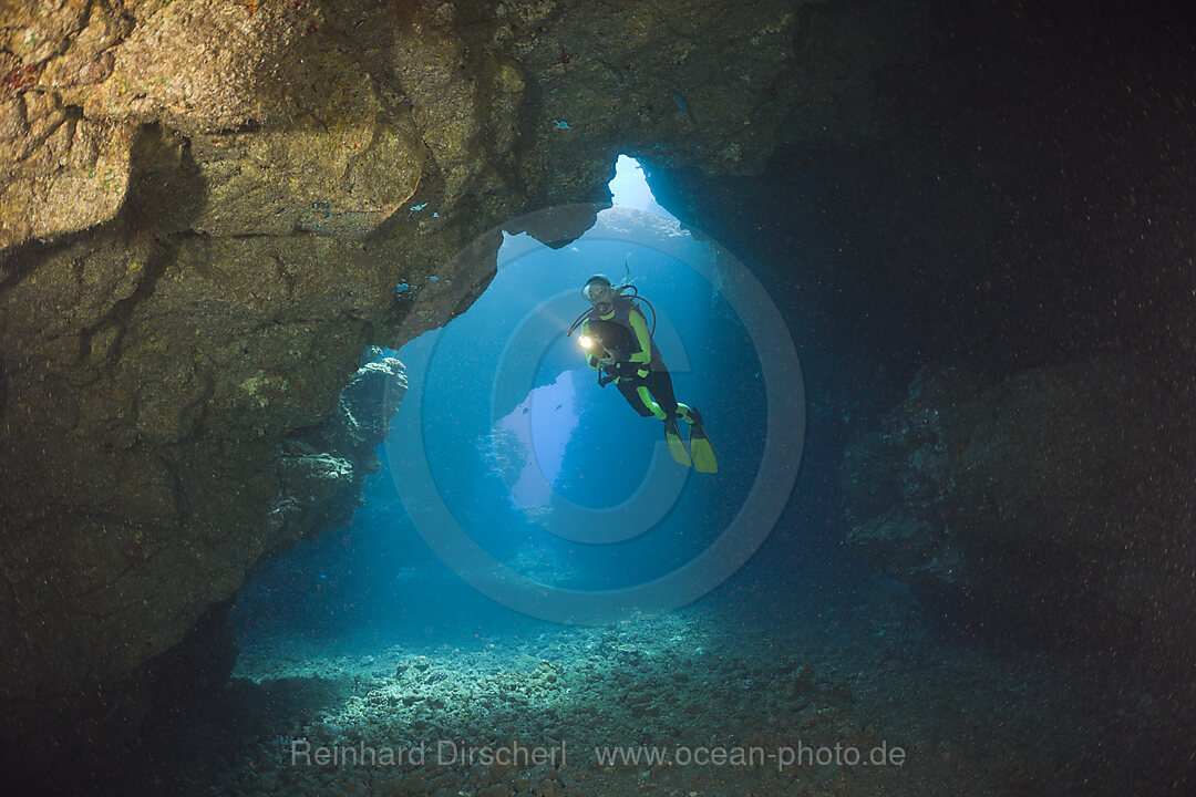 Diver at Caves of Lava Tubes