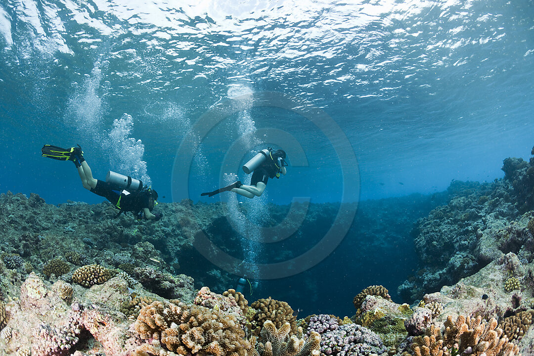 Diver at upper Entrance of Blue Hole Cave