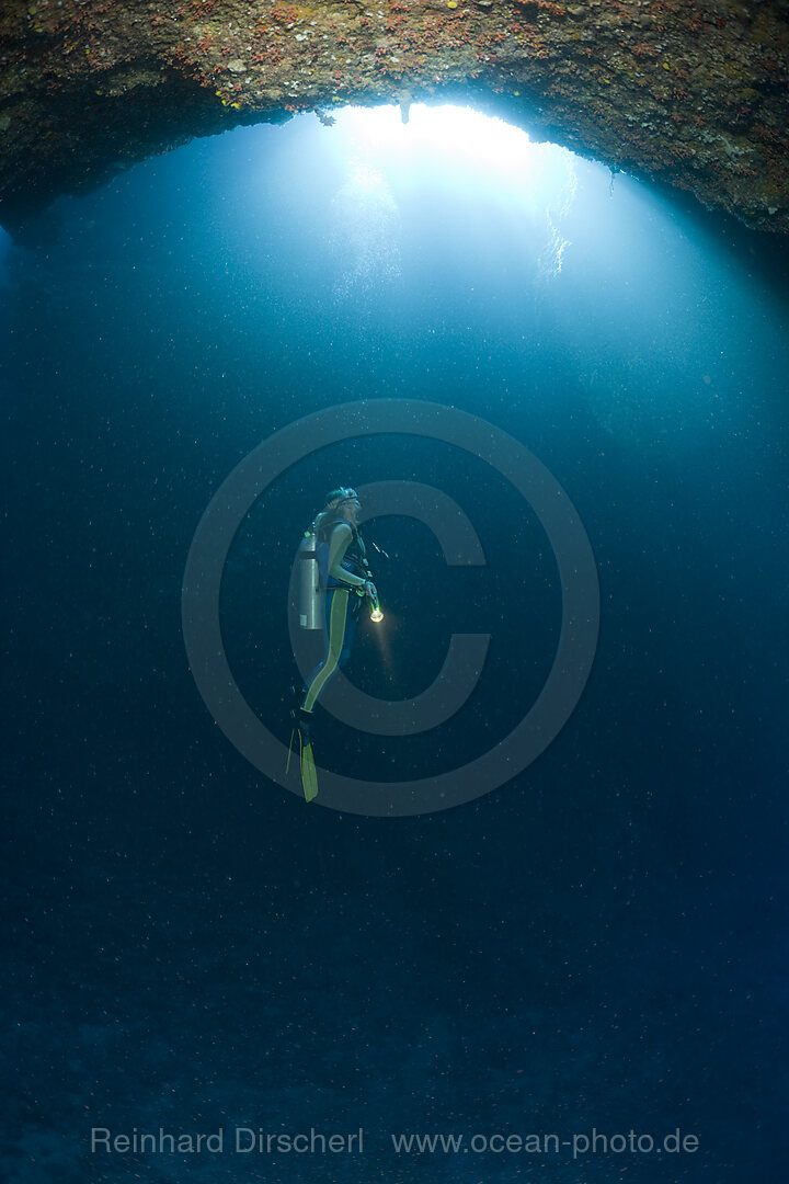 Diver in Blue Hole Cave