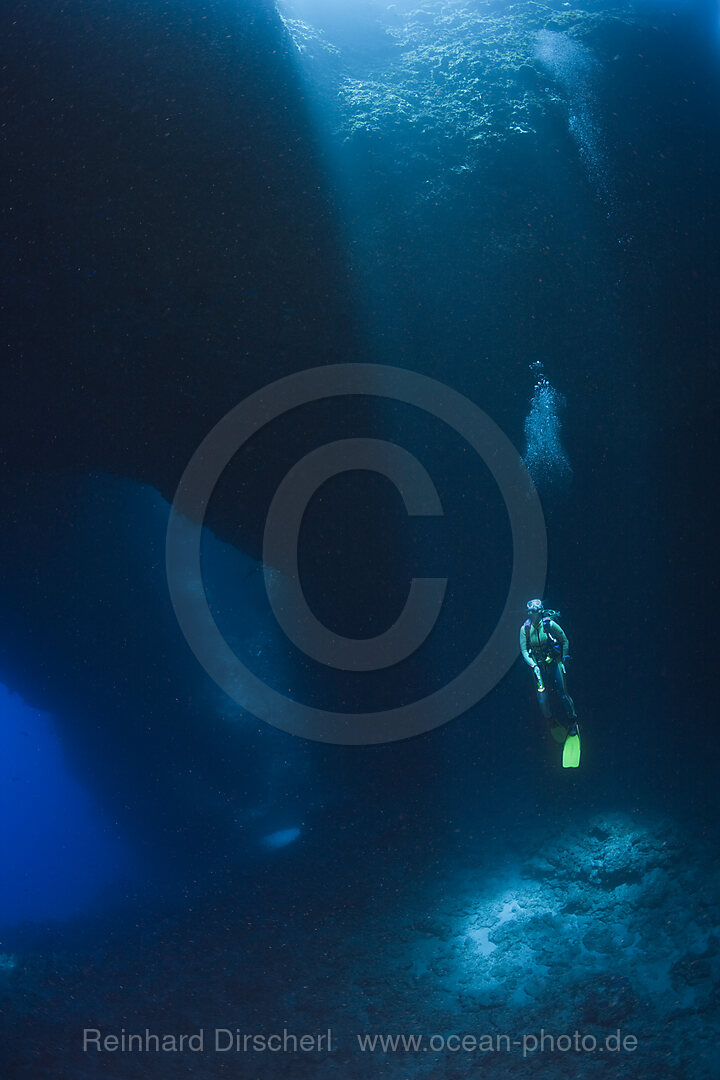 Diver in Blue Hole Cave