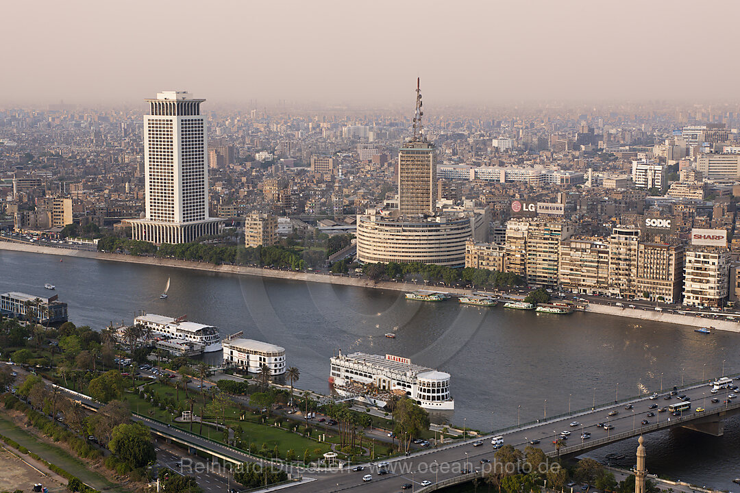 View at Cairo and Bridge of 6. October over Nile