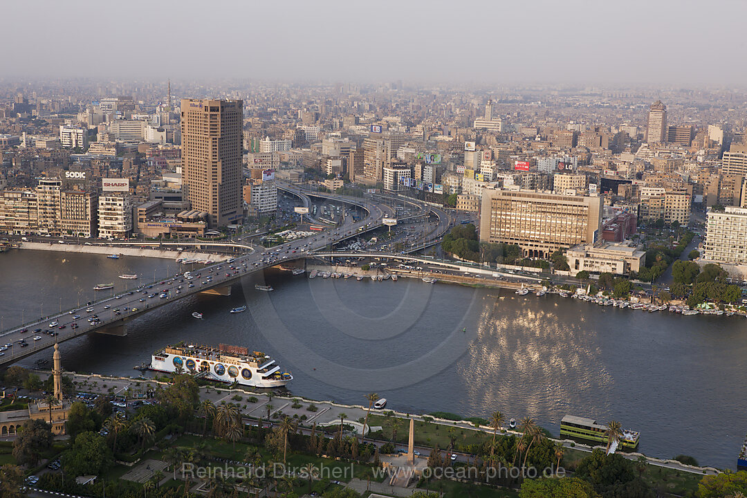 View at Cairo and Bridge of 6. October over Nile