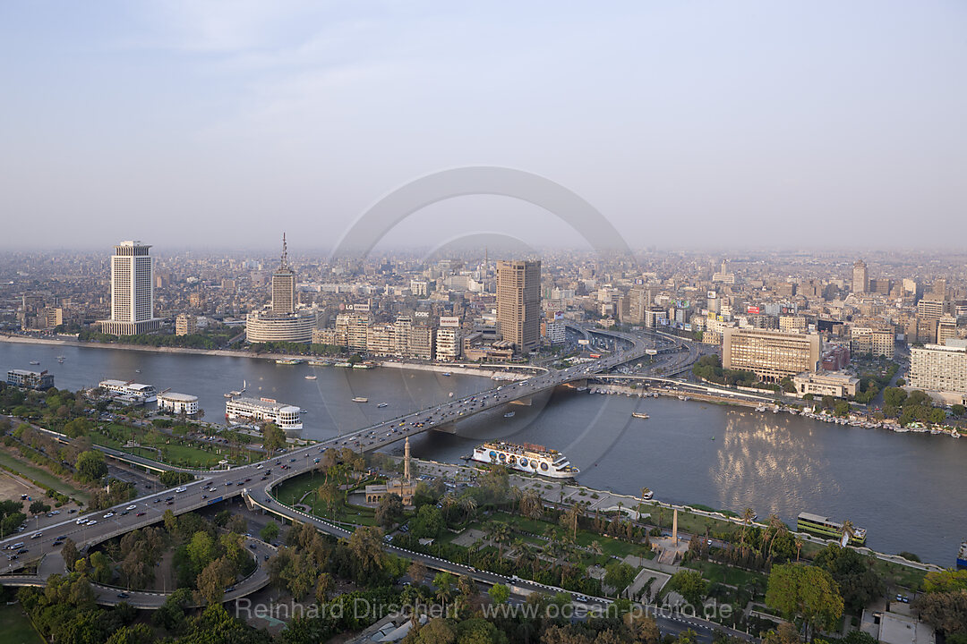 View at Cairo and Bridge of 6. October over Nile