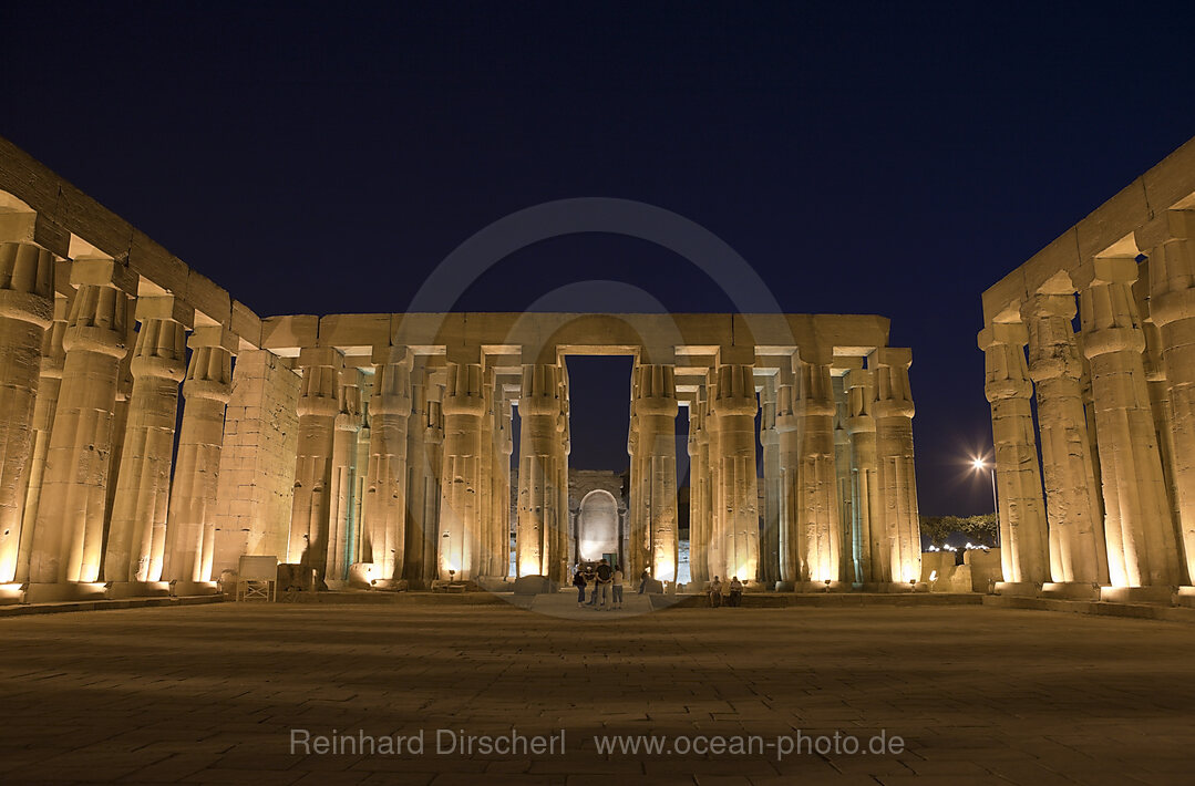 Illuminated Columned Hall of Luxor Temple