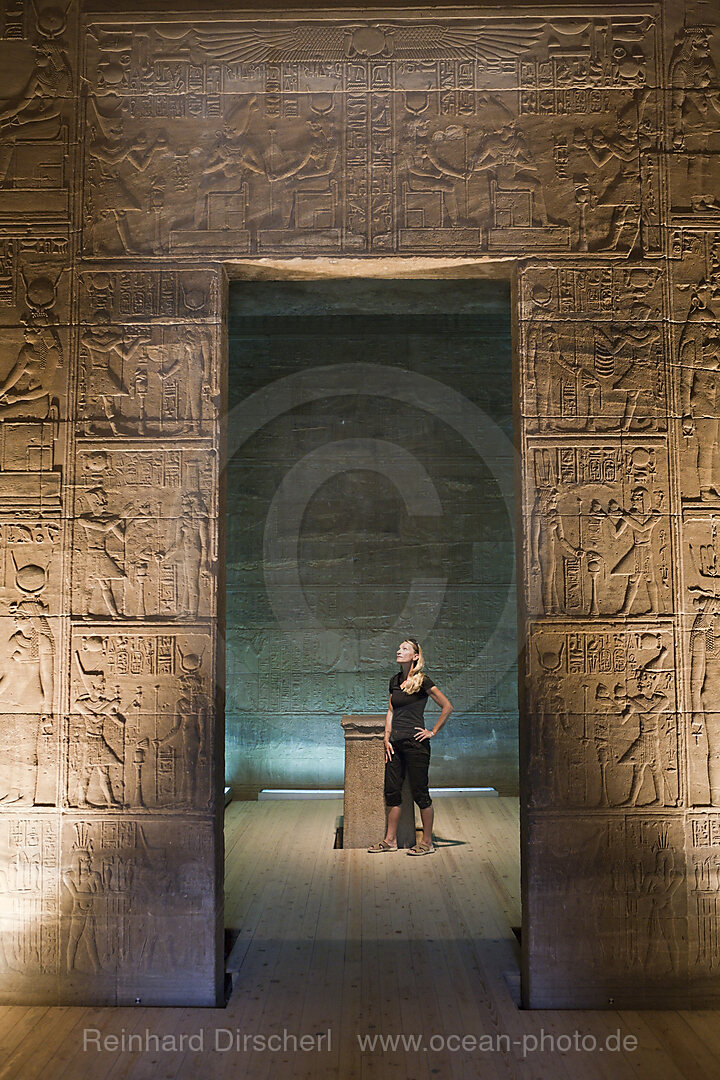 Tourists in Temple of Isis on Philae Island