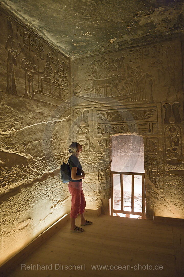Tourist in Small Hathor Temple of Nefertari