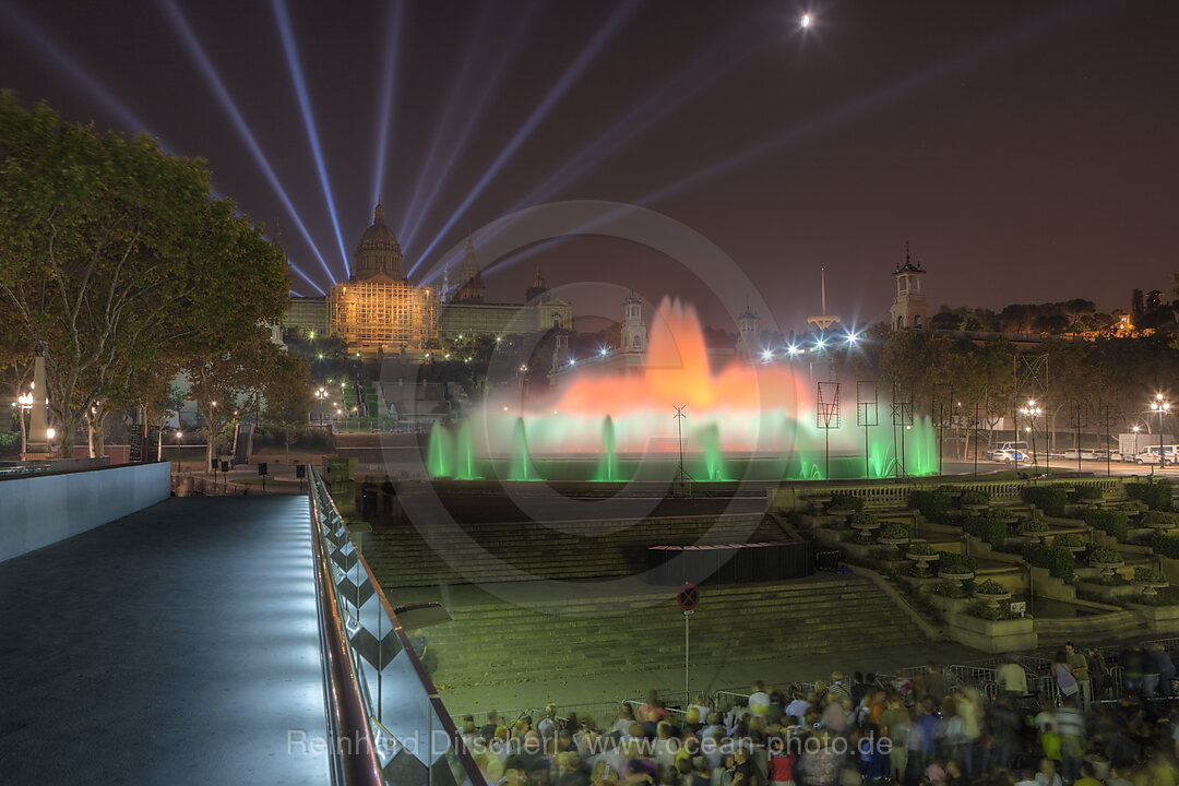 Lightshow with Illuminated Fountain Font Magica at Montjuic