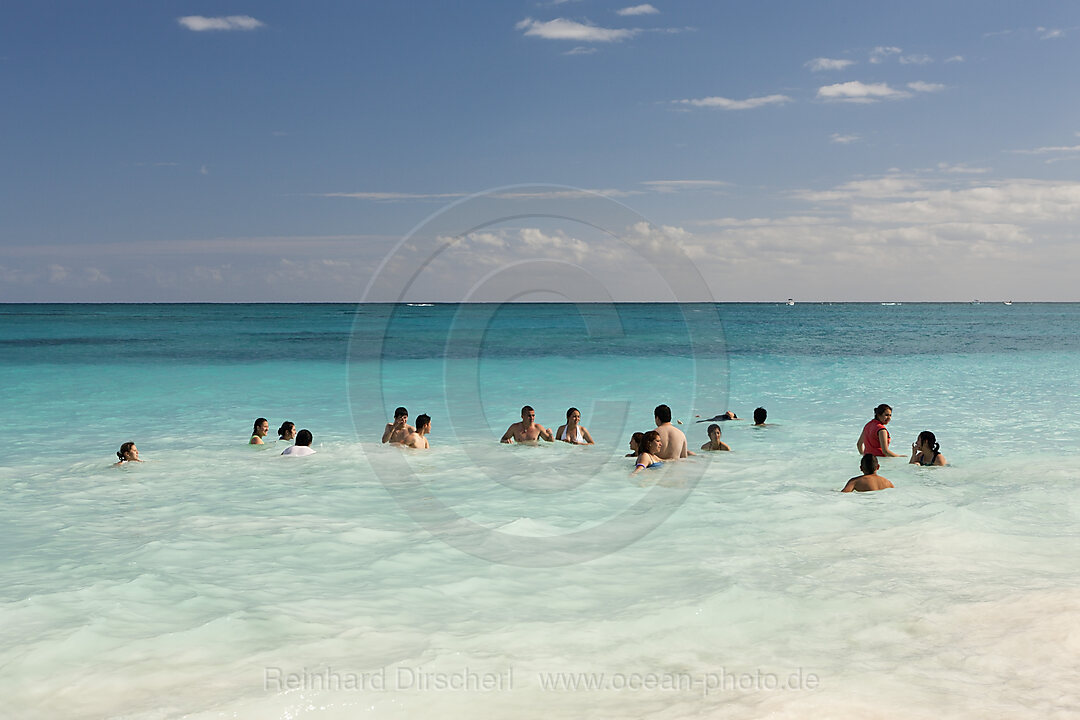 Tourist at Beach of Maya Ruines of Tulum